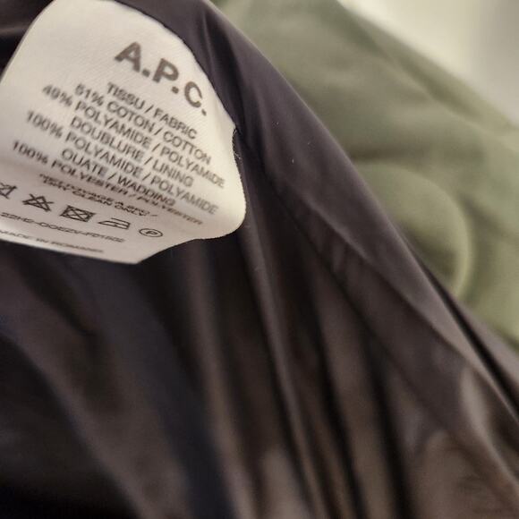 APC button front quilted green coat size XL - Picture 7 of 8